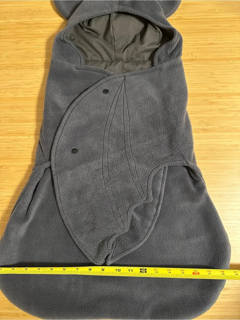Baby Bat! Cozy Gray Fleece Baby Swaddle with Hooded Ears